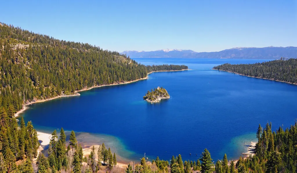 High angle view of a lake, Lake Tahoe, California