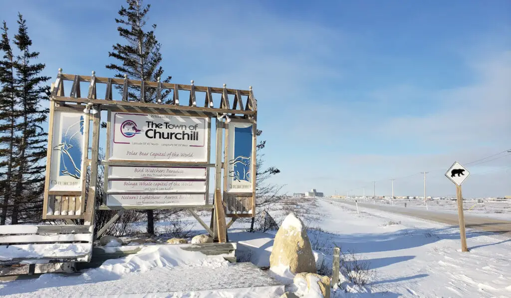 Welcome sign for Churchill, Manitoba, Canada