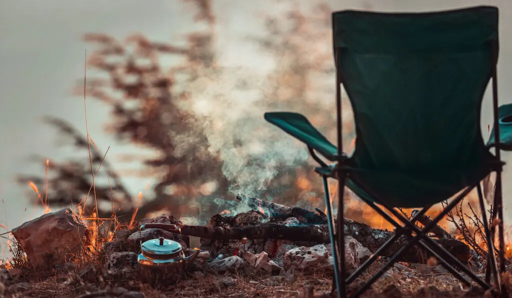 Camping in the Autumn green camping chair