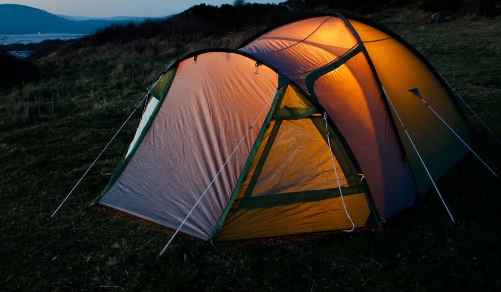 Nylon Tent set up for a Camping holiday