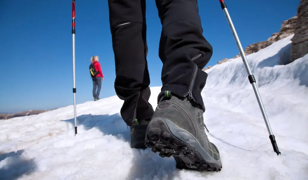 hiking boots on the mountain trail