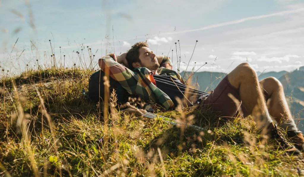 young hiker having a rest