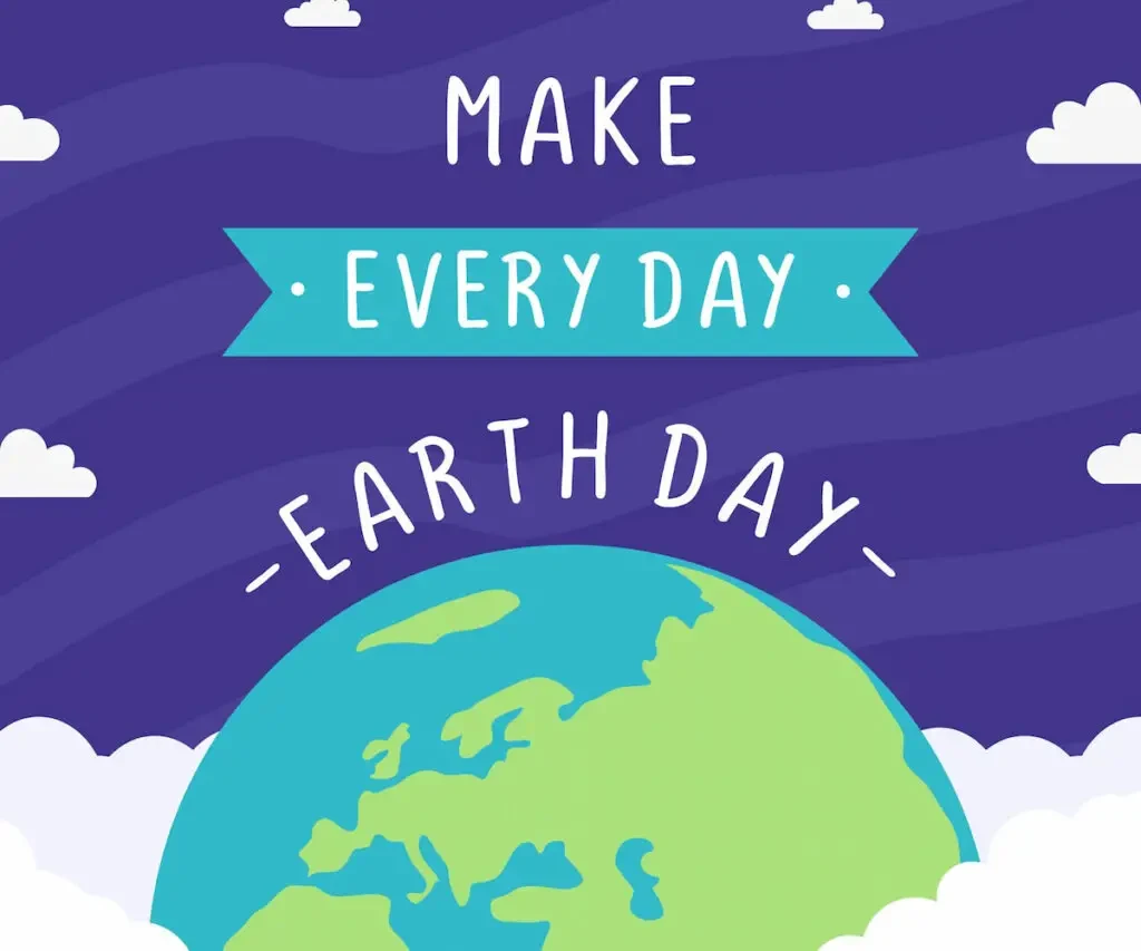 Make everyday earth day illustration world map background 